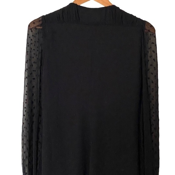 Zara Pleated Black Swiss Dot Sheer Mini Dress, Size X-Small - Picture 7 of 13